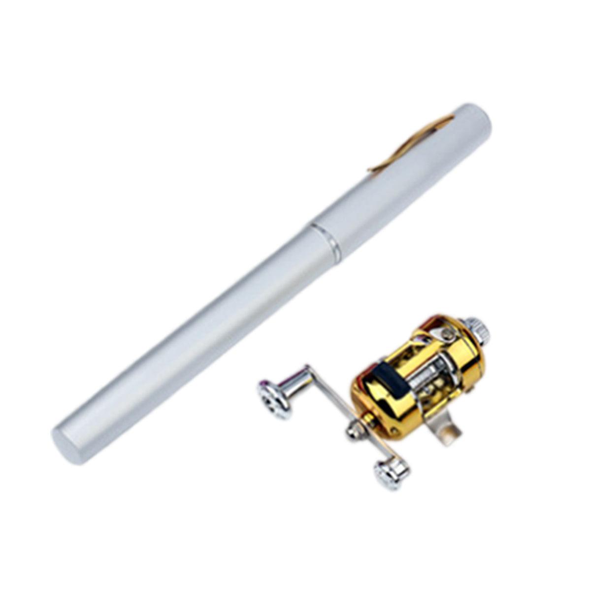 Mini Pen Fishing Rod Pocket Size Portable Telescopic Travel Fishing Pole Tool - Silver 10