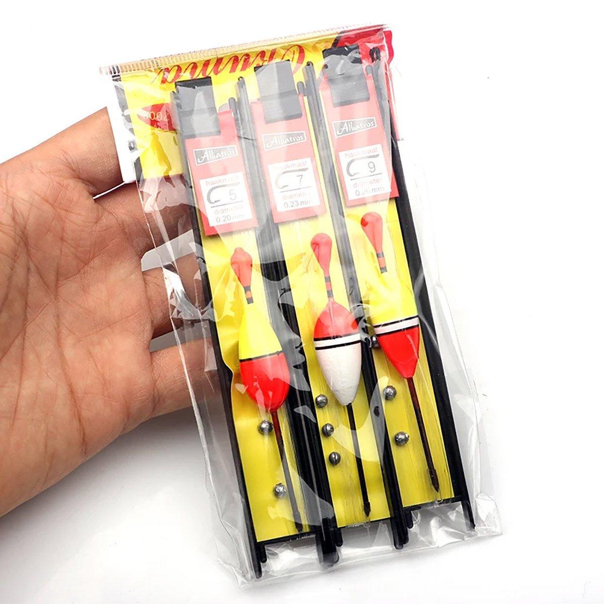 6Pcs Fishing Floats Set Fishing Bobber Hook Kits Straight Column Water Drop Type 5