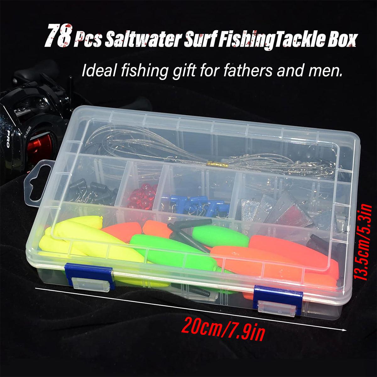 78pcs Fishing Gear Set Hooks Lures Baits Tackle Kit for Freshwater Saltwater 4