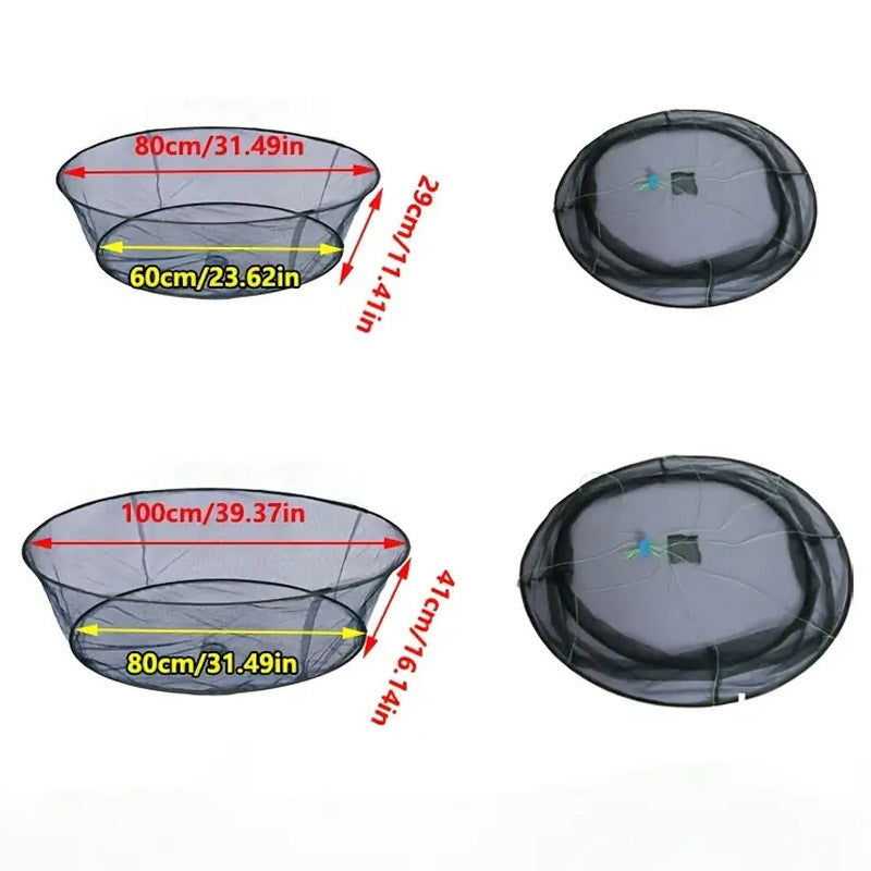 Open Folding Fishing Net Round Fishnet Portable Fish Pocket for Outdoor Angling - 80cm 3