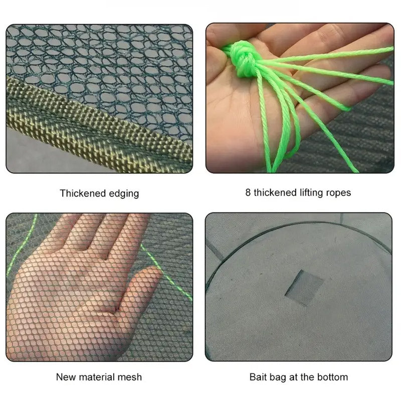 Open Folding Fishing Net Round Fishnet Portable Fish Pocket for Outdoor Angling - 80cm 5