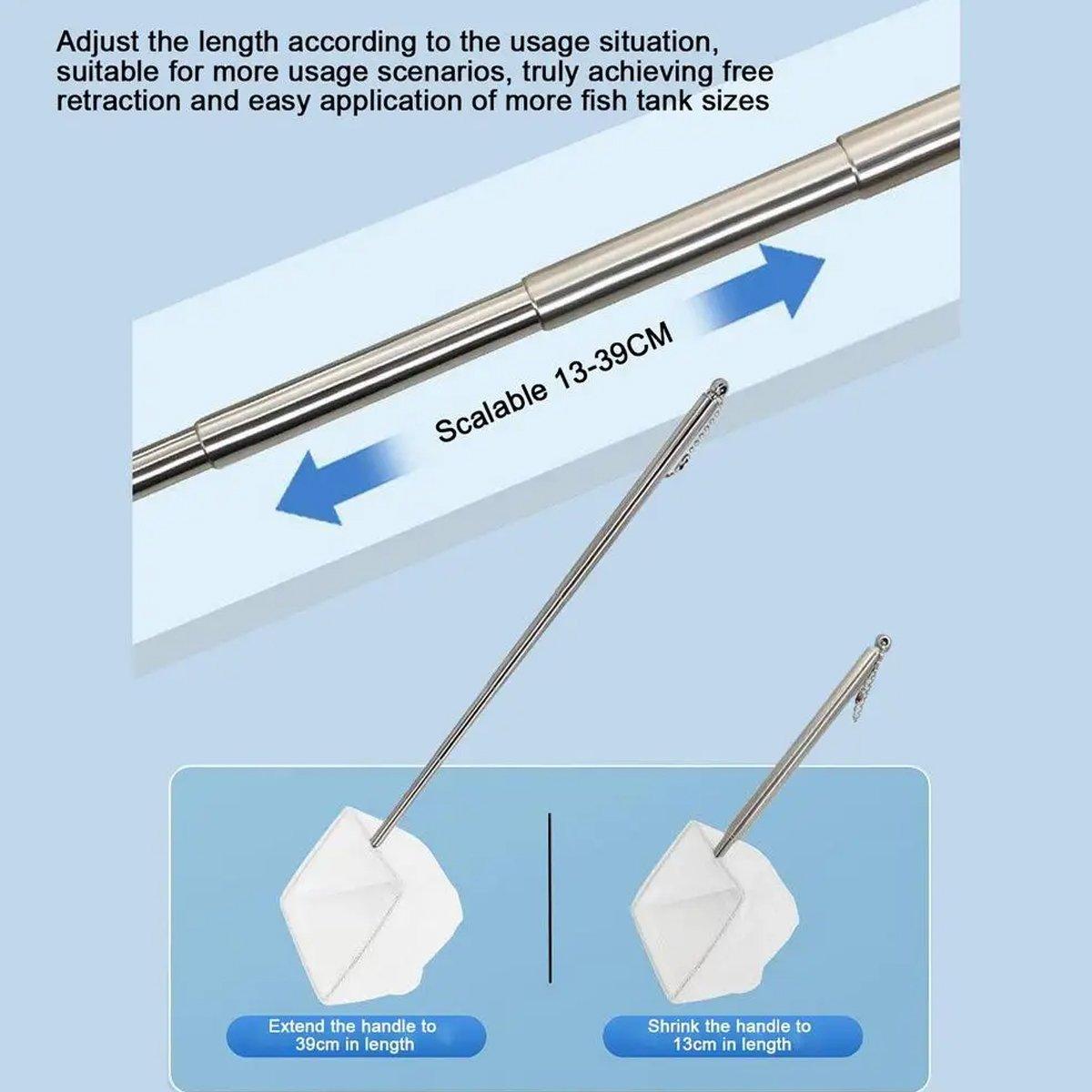 Retractable Fish Net for Fish Tank Pocket Fishing Net with Handle Aquarium Tools - Square-S 4