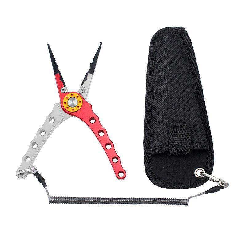 Aluminium Fishing Pliers Hook Remover Line Cutter Braid Mono Split Ring Fish Grip - Blue+Red 8