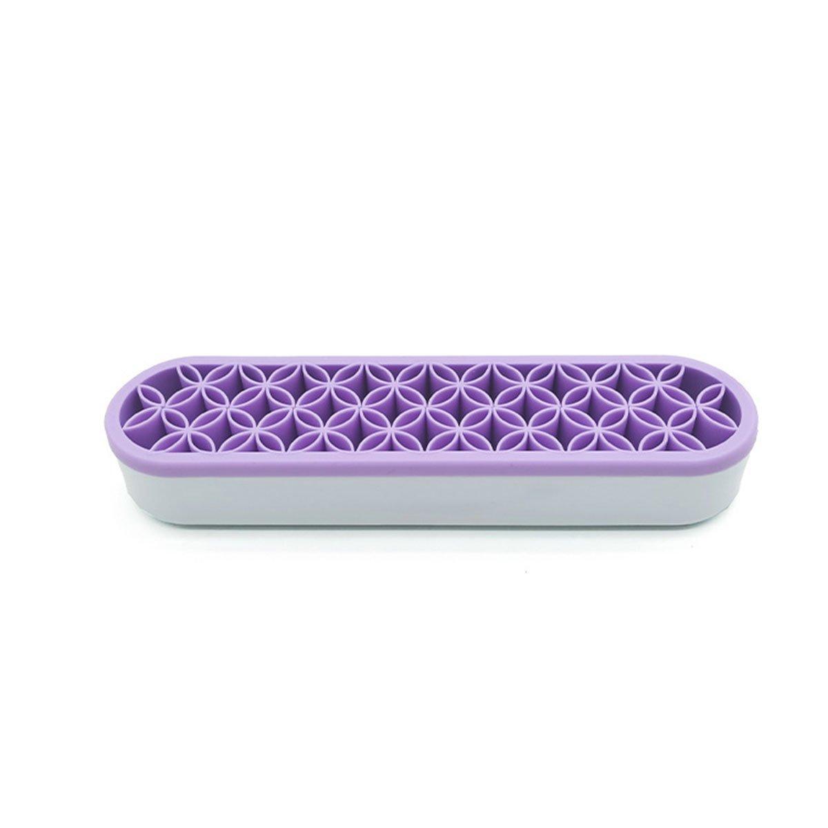 Silicone Makeup Organizer Cosmetic Storage Box Lipstick Brush Holder Desktop Box - Purple 8