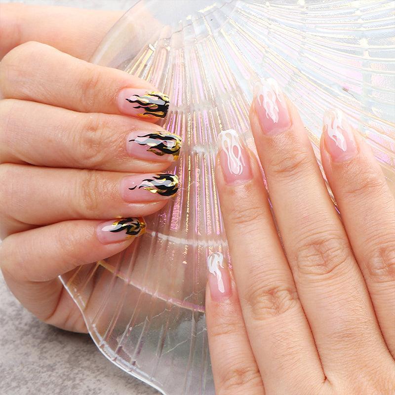 3D Flame Nail Stickers Fire Design Manicure Decals Self Adhesive Nail Art Sheet - Black 5