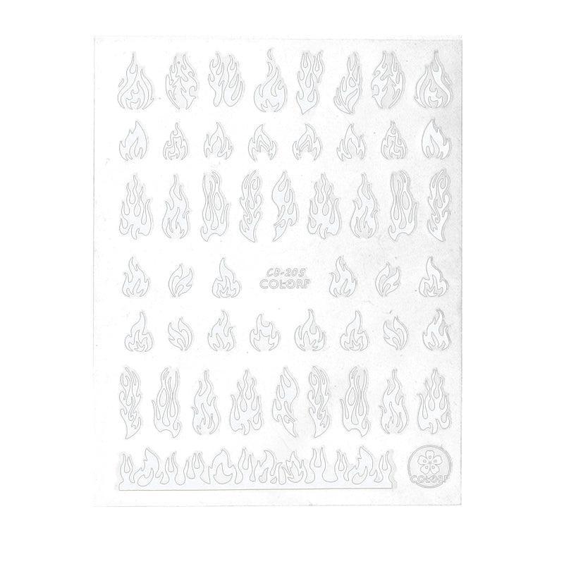 3D Flame Nail Stickers Fire Design Manicure Decals Self Adhesive Nail Art Sheet - Gold 8