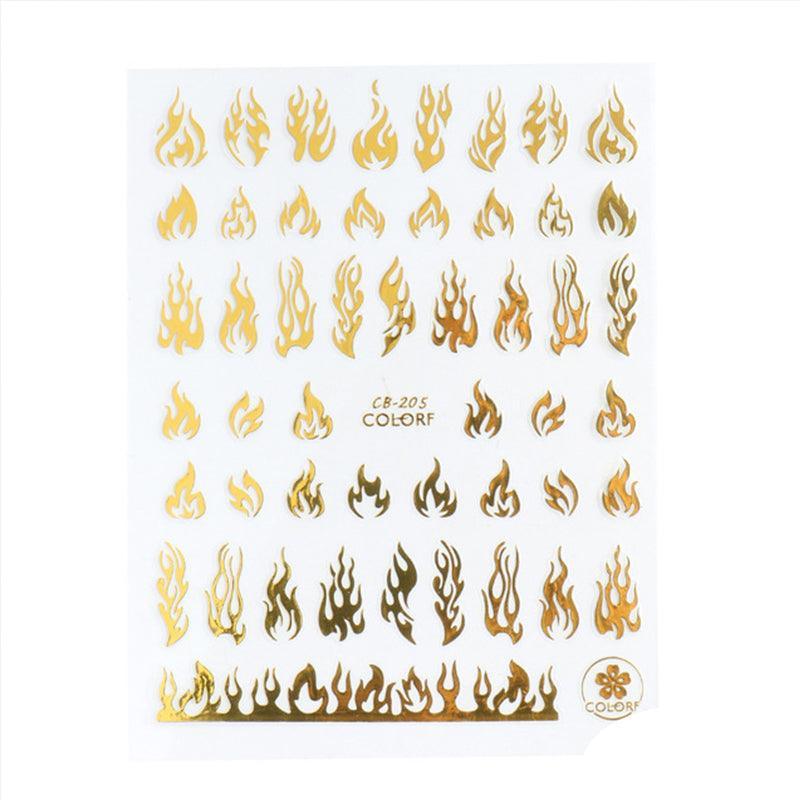 3D Flame Nail Stickers Fire Design Manicure Decals Self Adhesive Nail Art Sheet - White 7