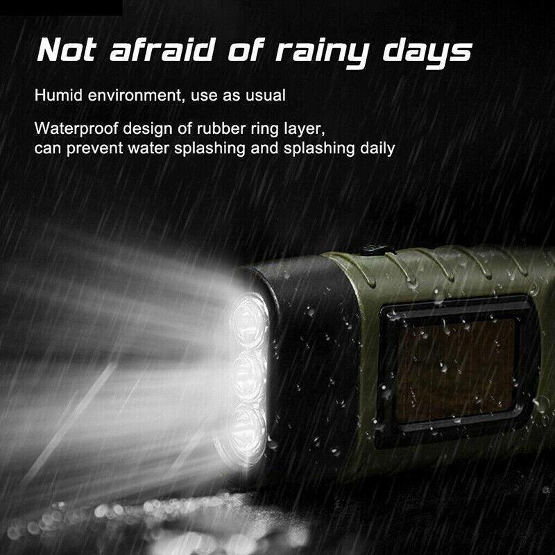 Hand Crank Solar Powered Rechargeable Led Camping Emergency Flashlight - Green 3