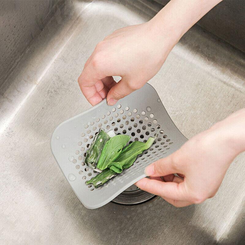 2X Square Drain Cover For Shower Drain Hair Catcher Flat Silicone Plug For Bath - White 5