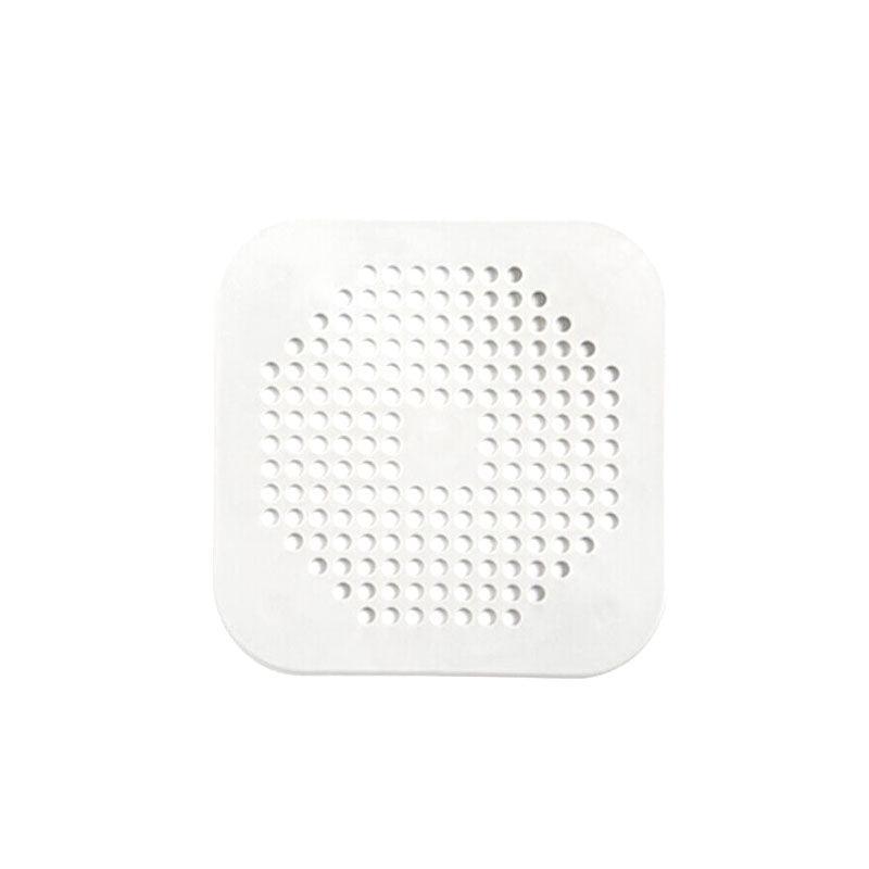 2X Square Drain Cover For Shower Drain Hair Catcher Flat Silicone Plug For Bath - White 6