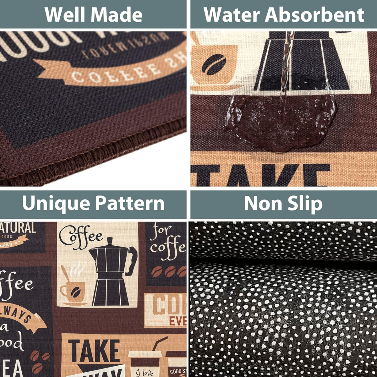 Printed Non Slip Door Floor Rug Mat Kitchen Bathroom Carpet Mat Water Absorbent 4