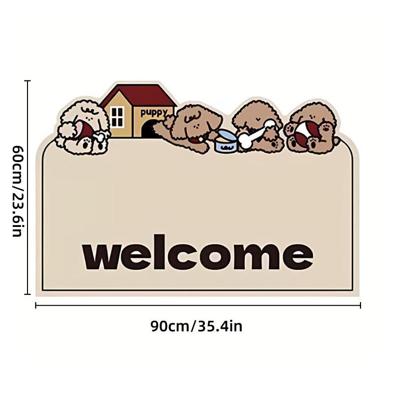 Cartoon Non Slip Household Silk Circle Floor Mat Durable Entryway Rug Can Be Cut - Dog 3