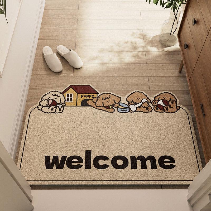 Cartoon Non Slip Household Silk Circle Floor Mat Durable Entryway Rug Can Be Cut - Dog 4