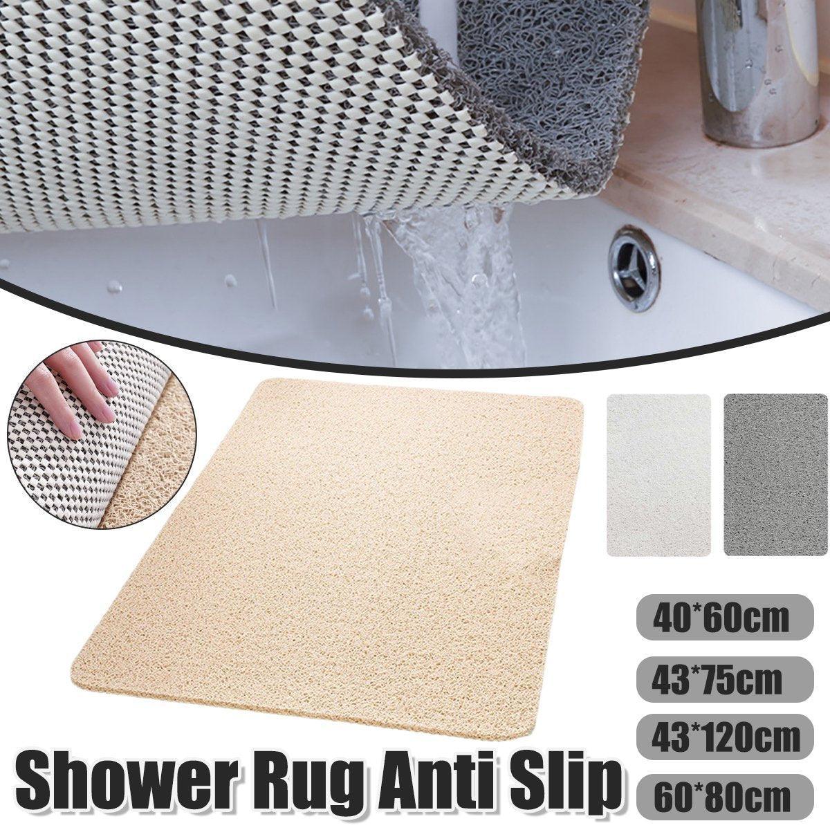 Waterproof Non-Slip Bathroom Shower Mat Anti-Slip Rug Toilet Floor Mat Washable - White-43*120cm