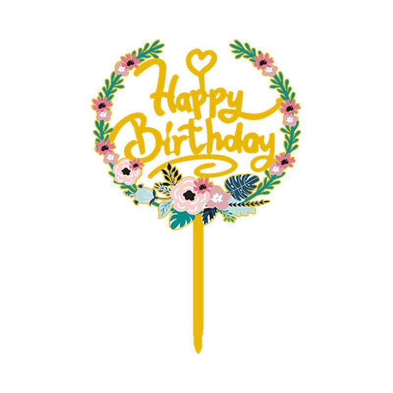 Happy Birthday Anniversary Wedding Cake Flowers Topper Acrylic Party Decorations - NO.14 10