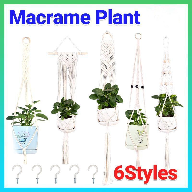 Macrame Plant Flower Pot Holder Hanger Hanging Planter Basket Hemp Rope Braided - #01