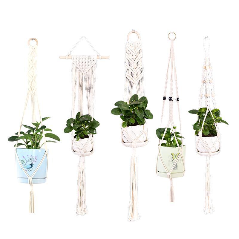 Macrame Plant Flower Pot Holder Hanger Hanging Planter Basket Hemp Rope Braided - #07