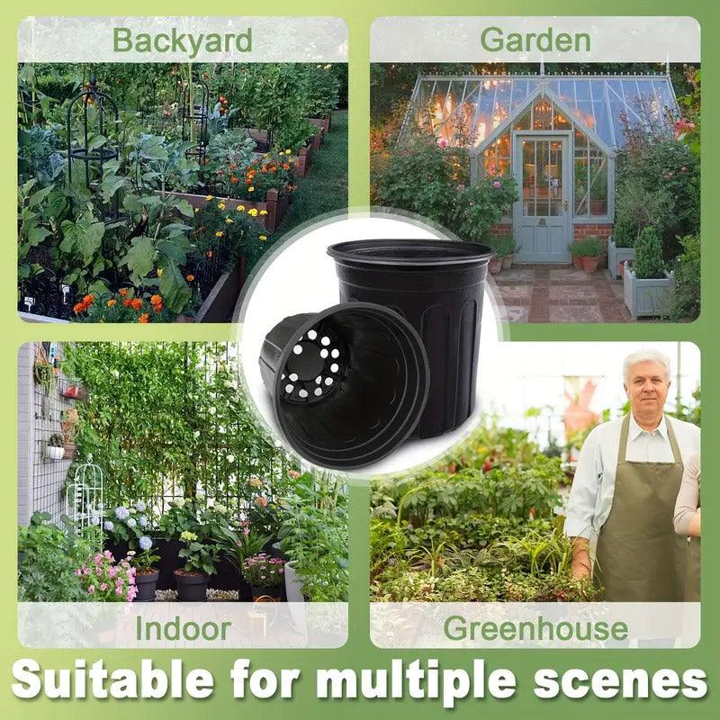 100PCS Black Gallon Soft Plastic Planter Bag Garden Nursery Pot Balcony Grow Bag 5