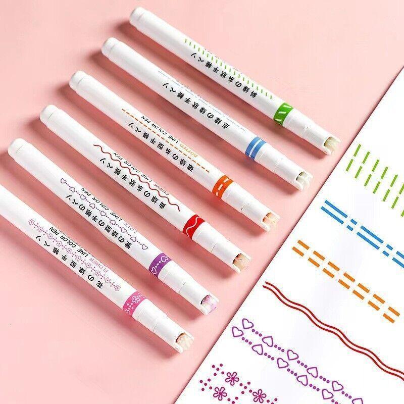 6PCS Dual Tip Line Drawing Pens – Fun Patterned Colour Markers Set 4