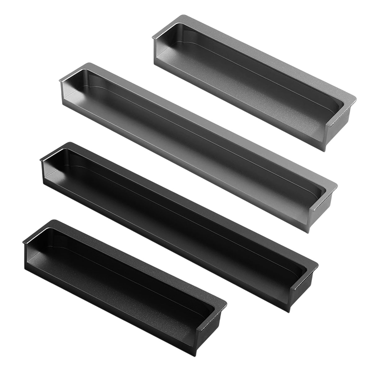 Hidden Recessed Cabinet Handle 120mm 200mm Slotted Drawer Door Pull Furniture - Black-120mm
