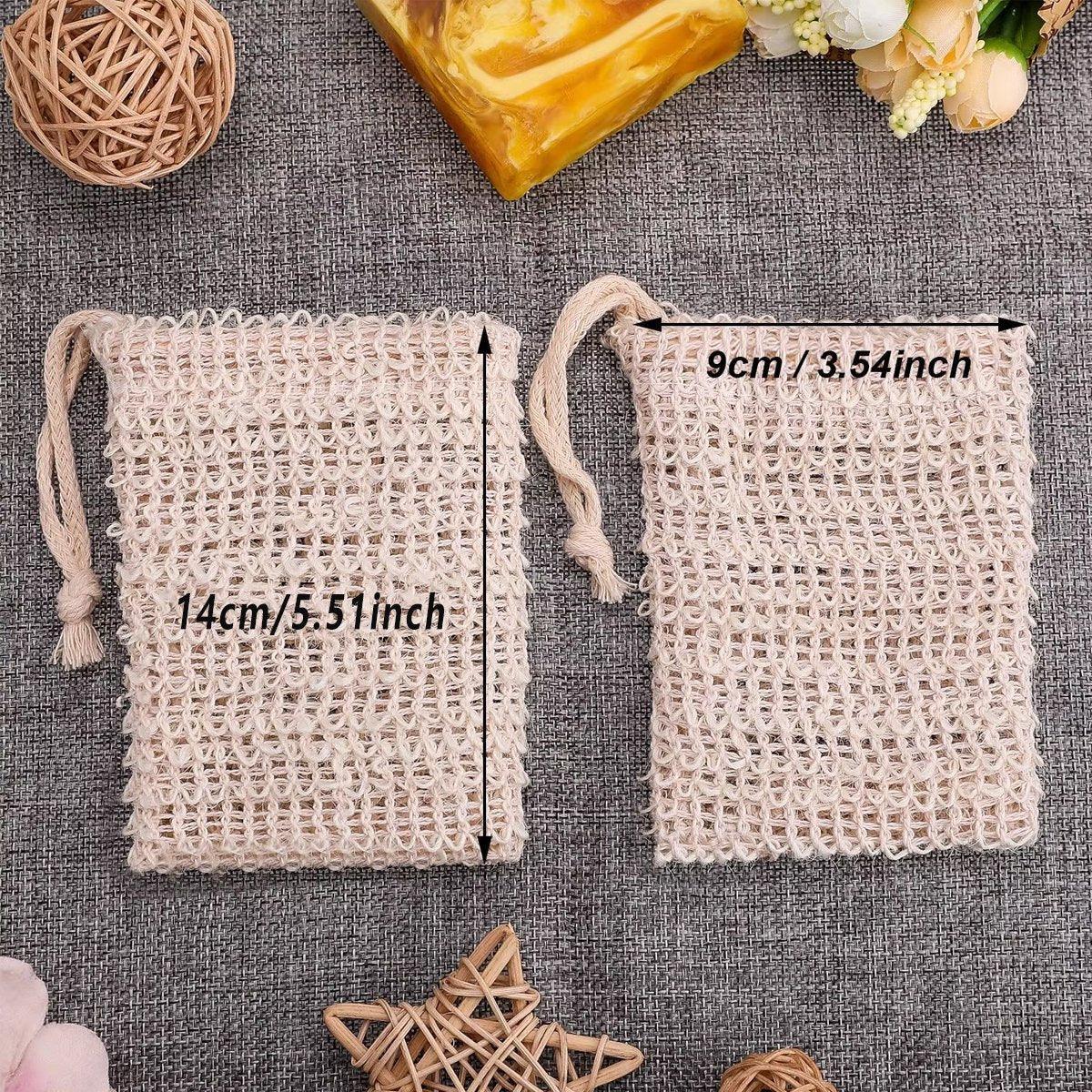 50PCS Soap Exfoliating Bags Cotton Linen Foaming Soap Saver Bag Pouch Drawstring 3