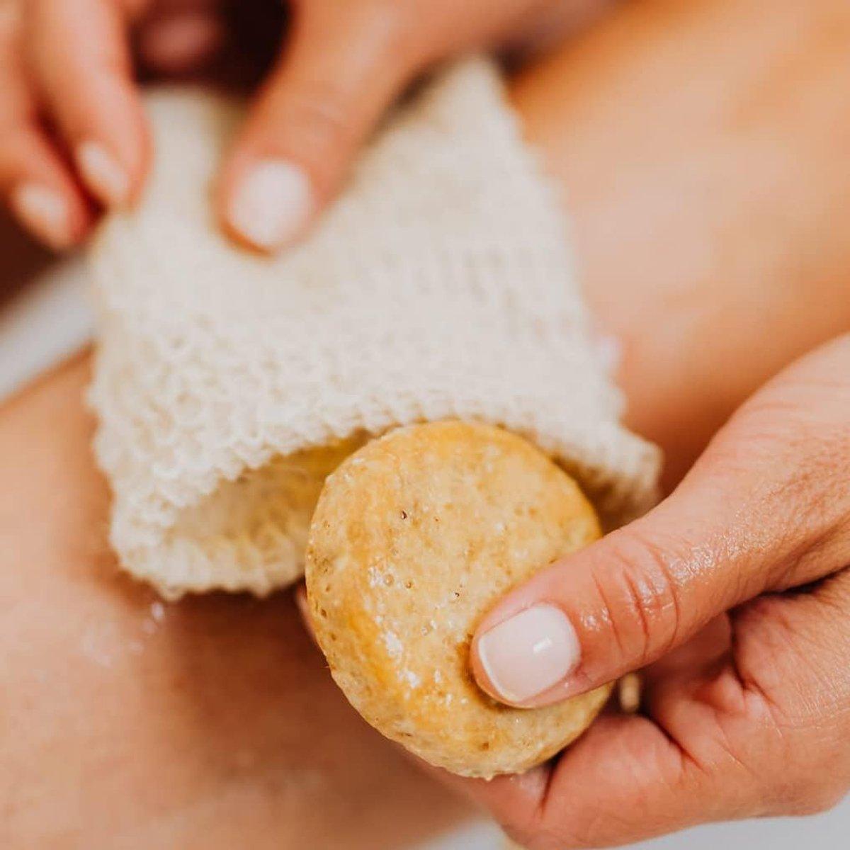 50PCS Soap Exfoliating Bags Cotton Linen Foaming Soap Saver Bag Pouch Drawstring 5