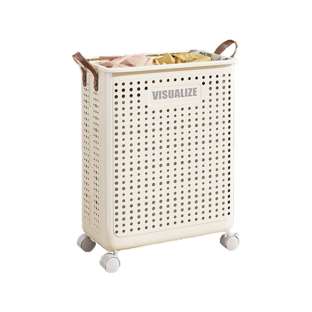 Folding Portable Laundry Basket Multifunctional Storage for Bathroom Household - M-Beige 7