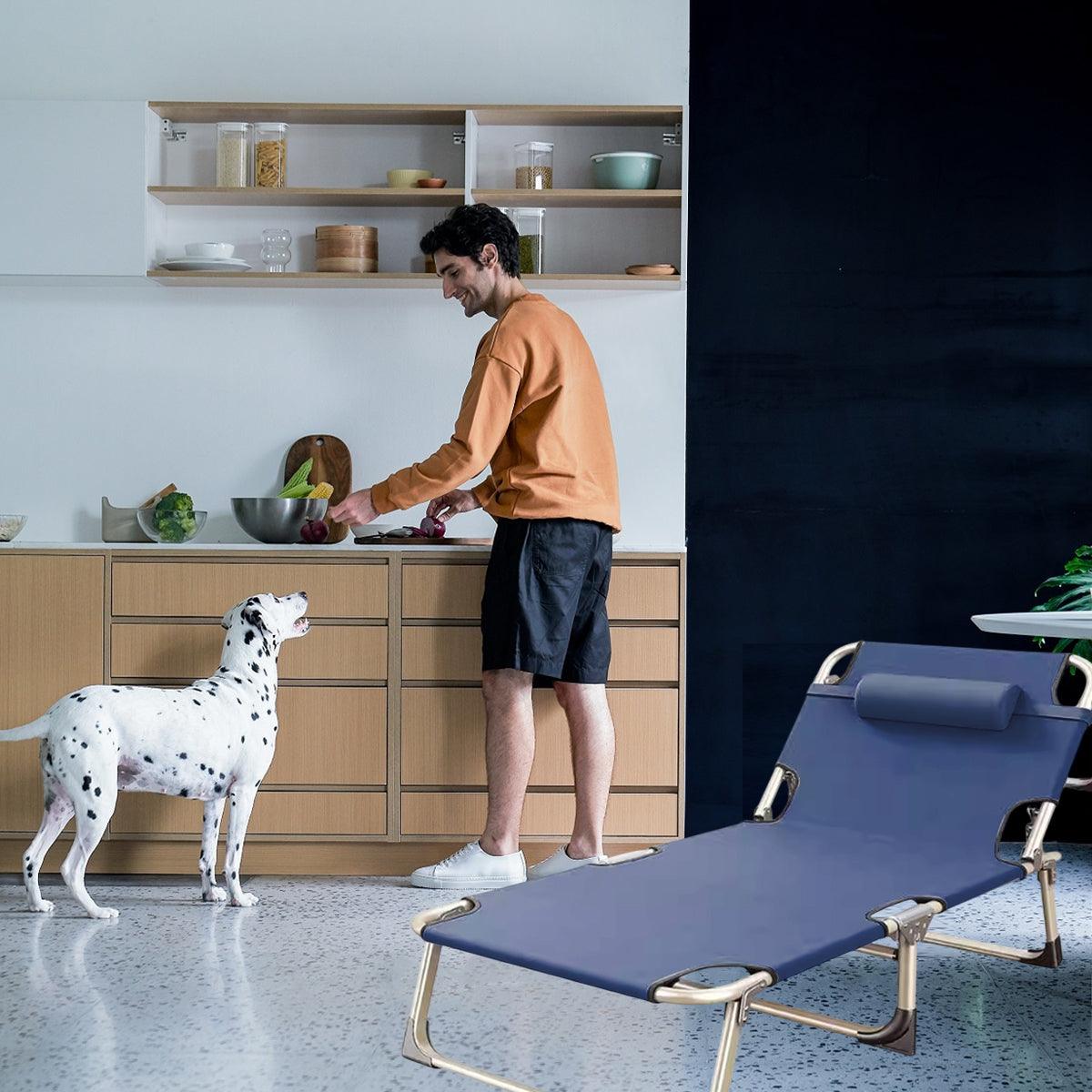 Multifunctional Recliner Folding Bed Lounge Chair for Lunch Break Relaxation 5