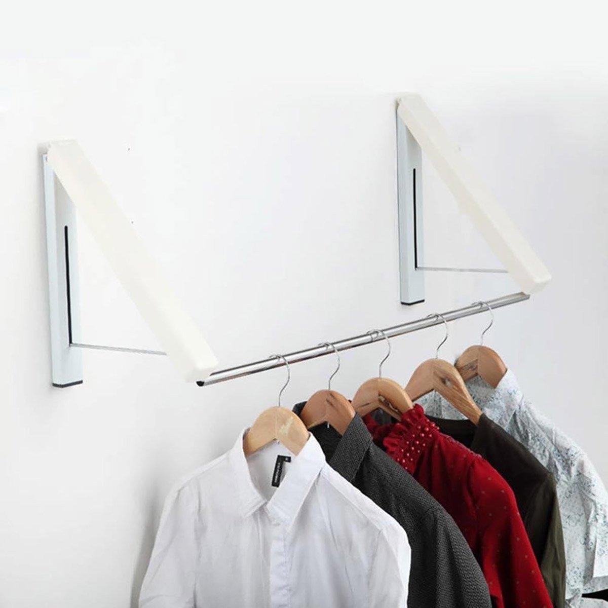 Mini Wall Hanging Retractable Clothes Drying Rack Space Saving Laundry Hanger - D 5
