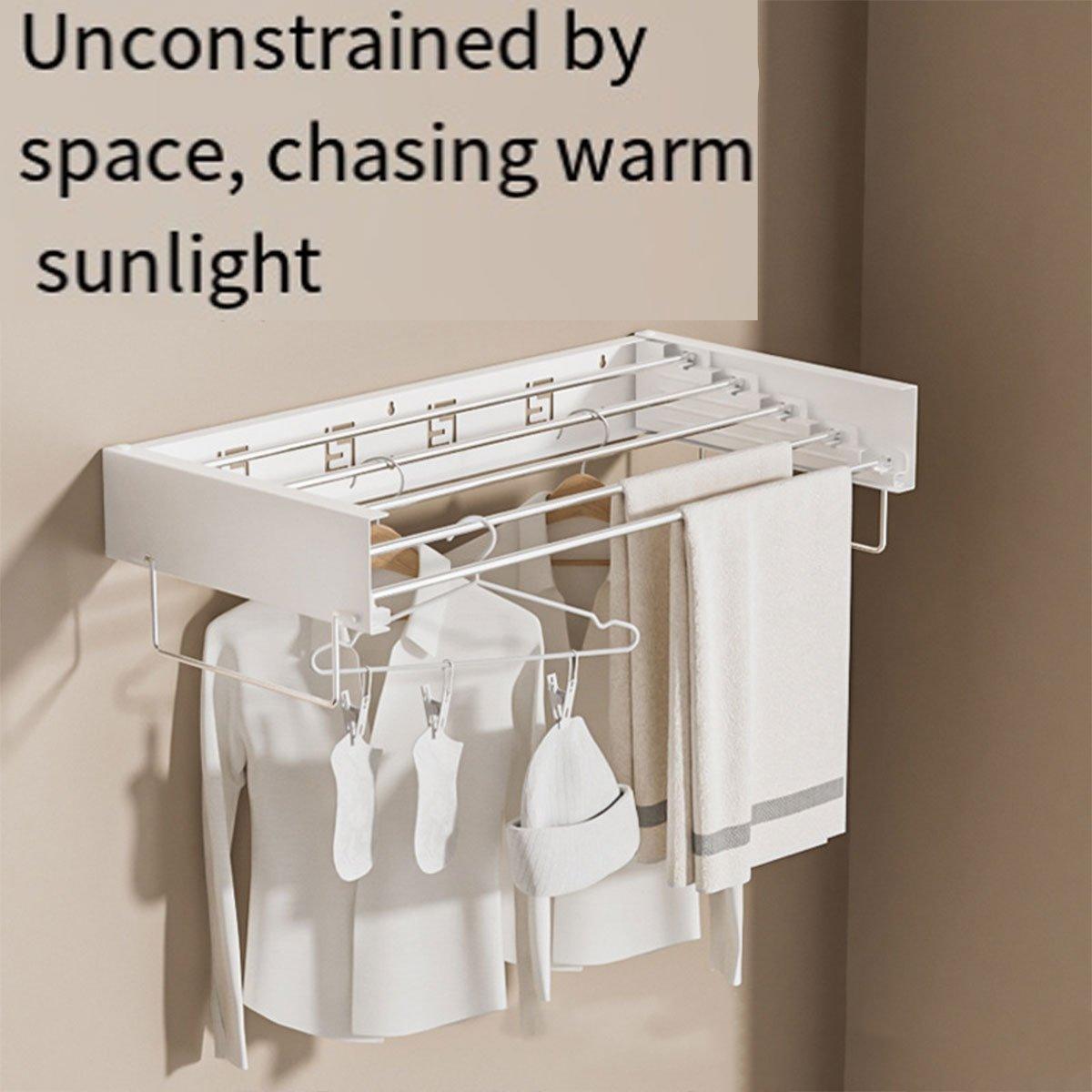 Foldable Wall Hanging Clothes Drying Rack Invisible Balcony Towel Laundry Rack - White 5