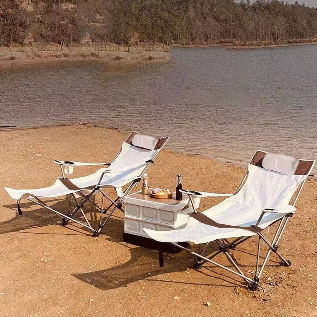 Outdoor Folding Recliner Portable Beach Camping Chair for Sitting and Lying 4