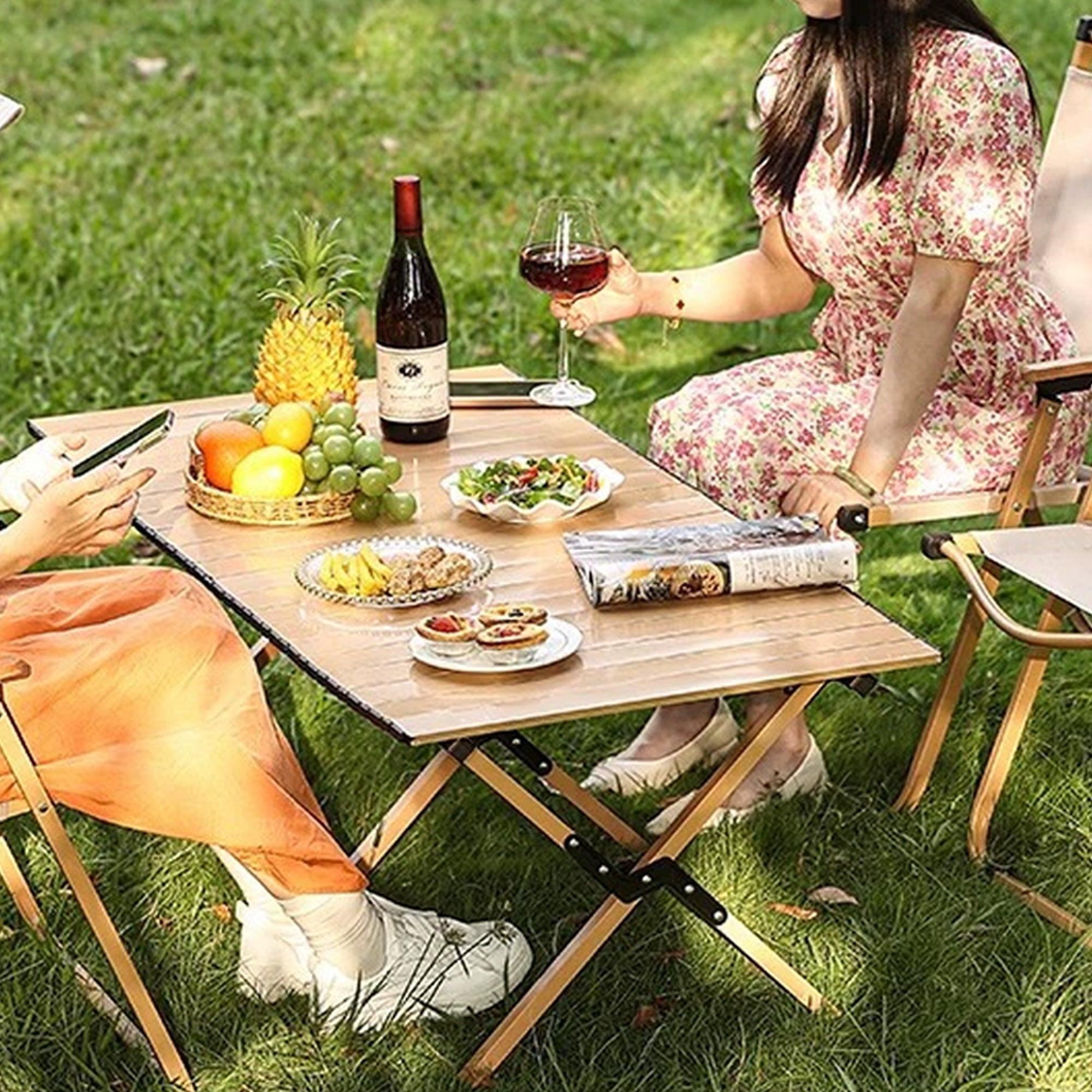 Folding Table Portable Picnic Camping Table Egg Roll Multi Function Outdoor 5