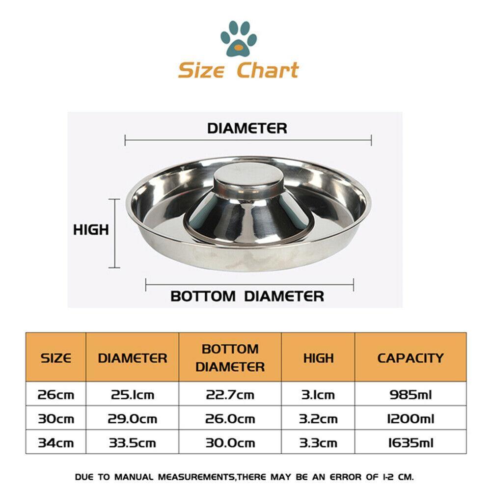 Stainless Steel Pet Bowl Slow Feeder Dish Puppy Dog Cat Food Feeding Weaning Bowl - M 3