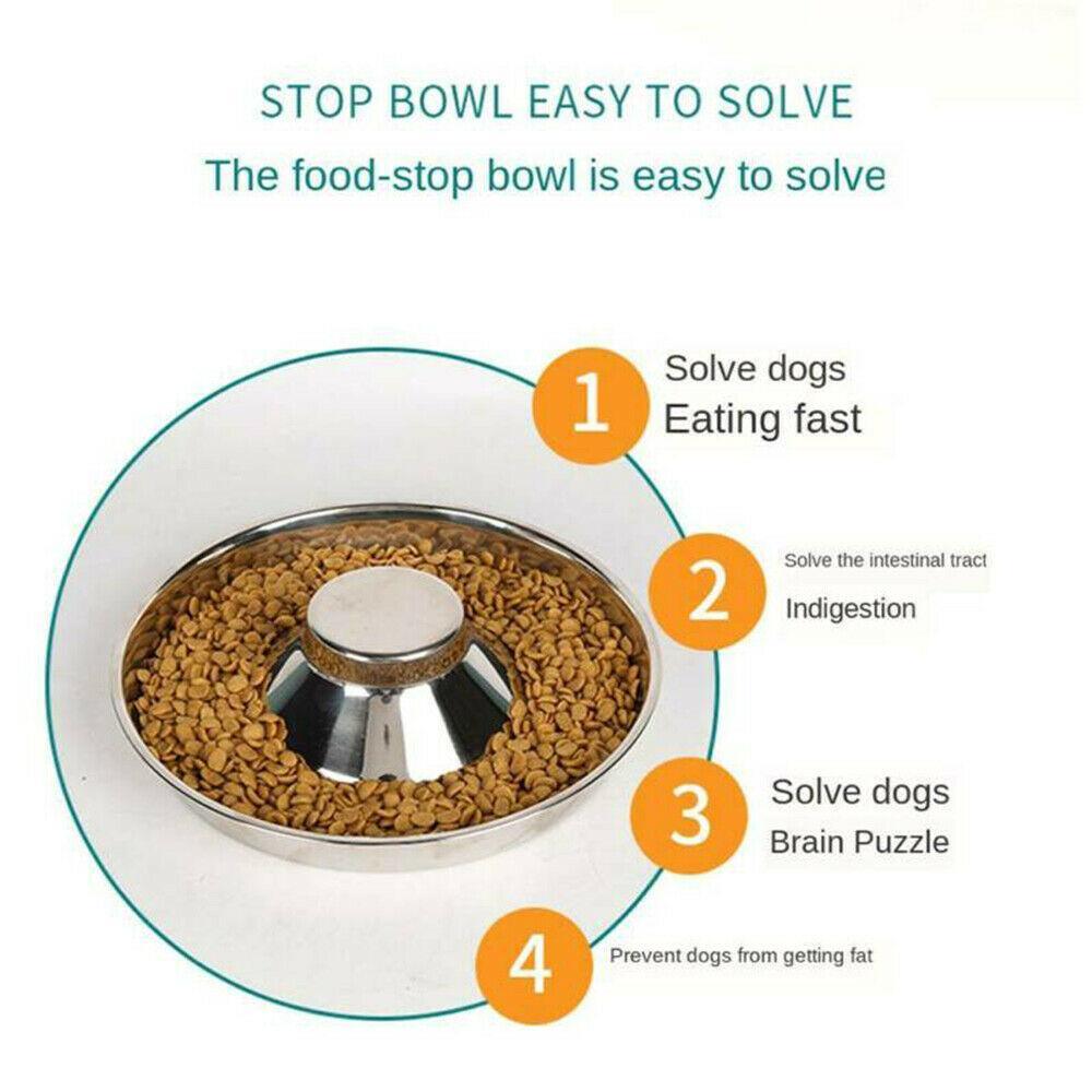 Stainless Steel Pet Bowl Slow Feeder Dish Puppy Dog Cat Food Feeding Weaning Bowl - M 4