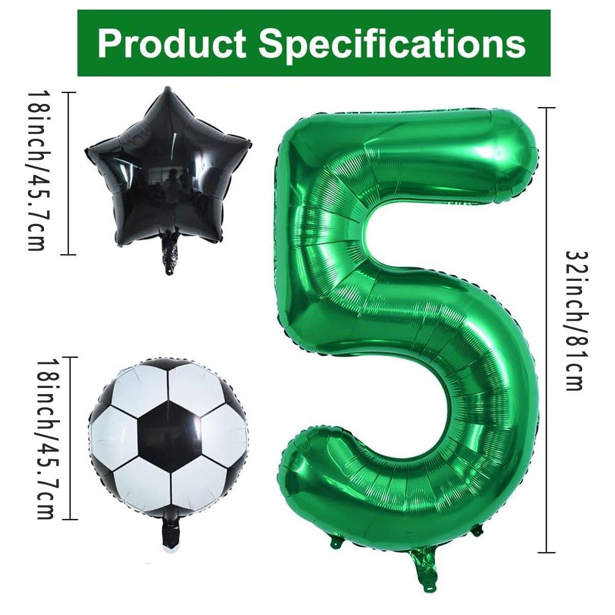 32 Inch Green Soccer Balloons 5 Pieces Set World Cup Birthday Party Decoration - 10 3