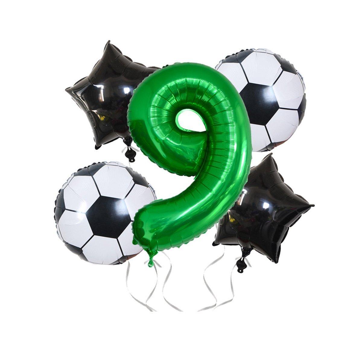 32 Inch Green Soccer Balloons 5 Pieces Set World Cup Birthday Party Decoration - 9 14