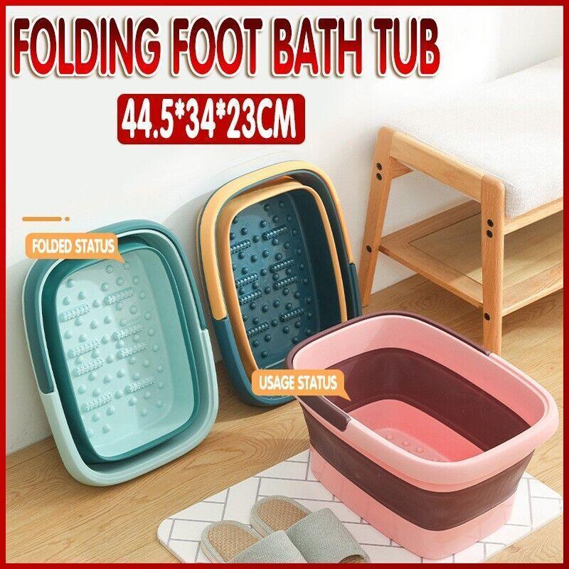 Folding Foot Spa Pedicure Bath Massage Tub Bucket Feet Basin Therapy Luxury - Green
