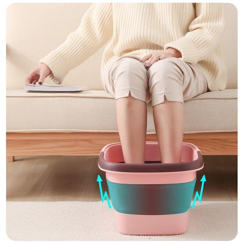 Folding Foot Spa Pedicure Bath Massage Tub Bucket Feet Basin Therapy Luxury - Pink 4