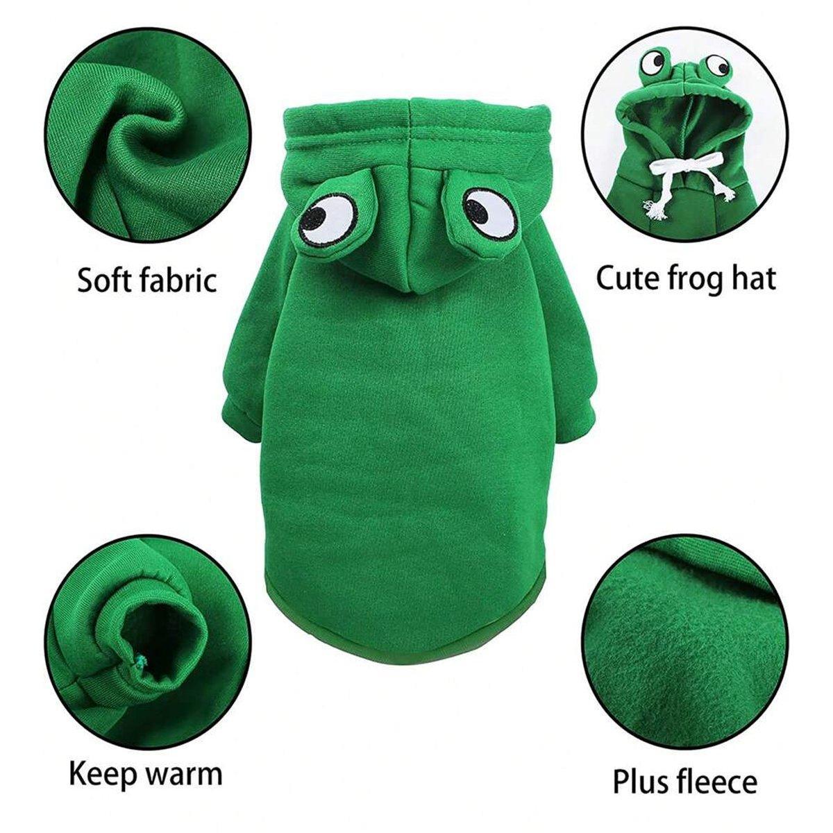 Warm Hooded Cartoon Frog Pet Clothes for Dogs and Cats Autumn Winter Vest - M 4