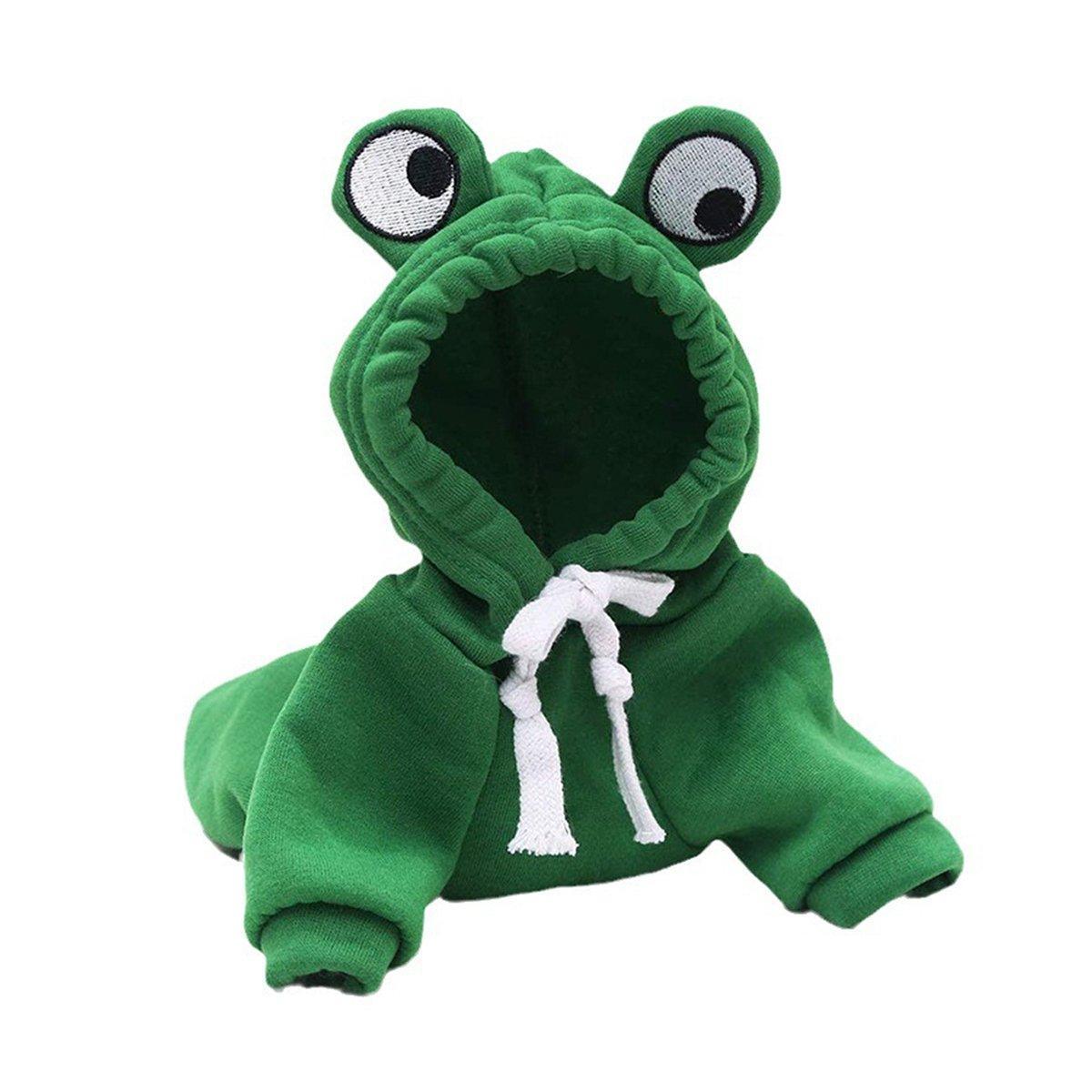 Warm Hooded Cartoon Frog Pet Clothes for Dogs and Cats Autumn Winter Vest - M 8