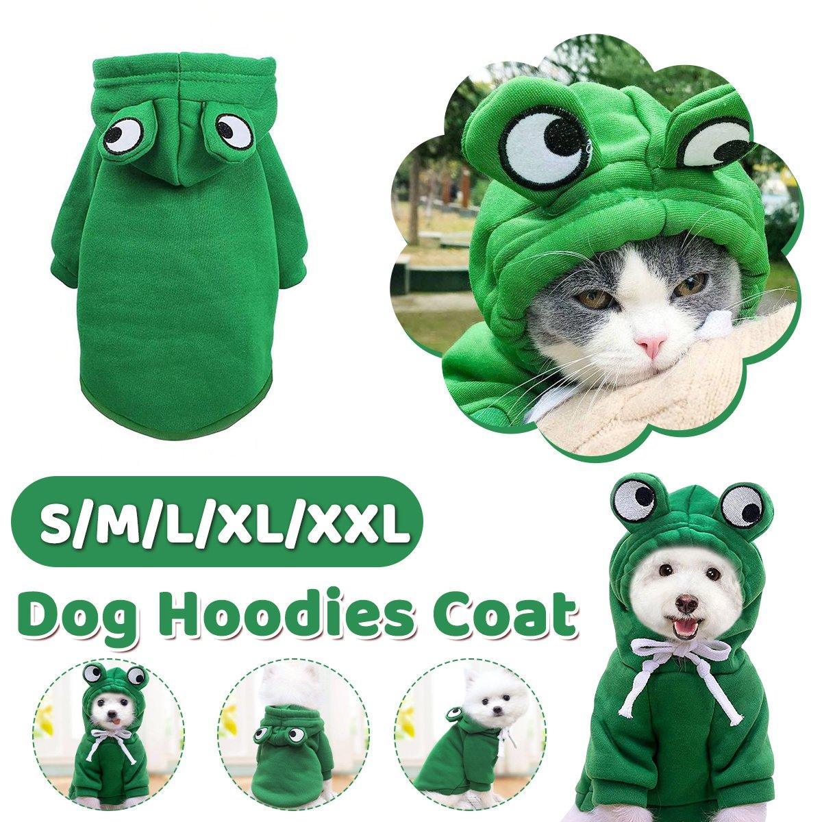 Warm Hooded Cartoon Frog Pet Clothes for Dogs and Cats Autumn Winter Vest - XL