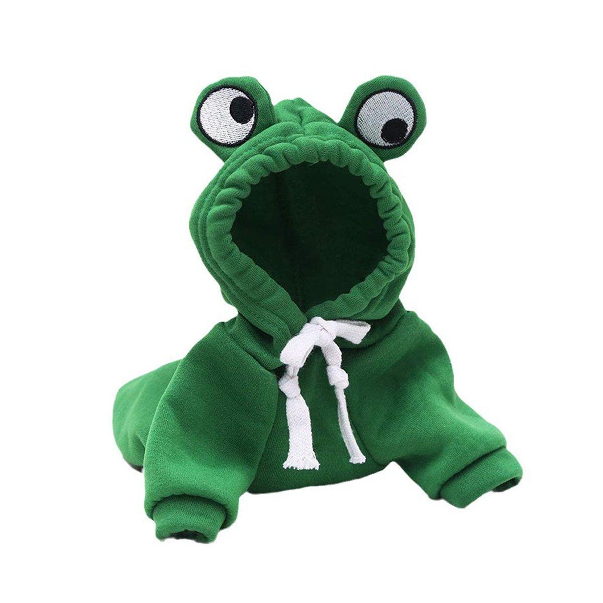 Warm Hooded Cartoon Frog Pet Clothes for Dogs and Cats Autumn Winter Vest - XL 6