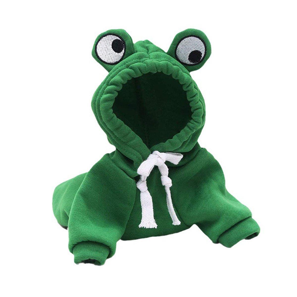 Warm Hooded Cartoon Frog Pet Clothes for Dogs and Cats Autumn Winter Vest - XL 7