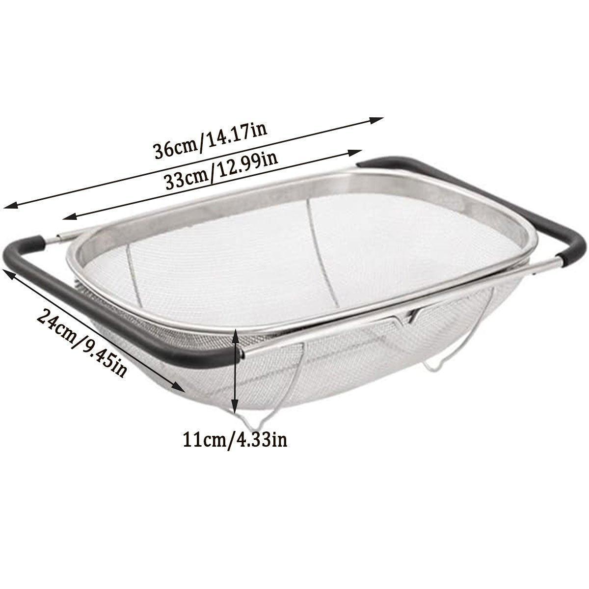 Stainless Steel Telescopic Sink Basket Multi Purpose Fruit Vegetable Strainer 3