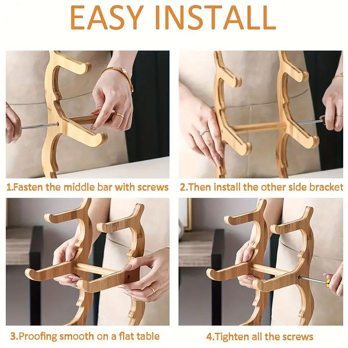 Modern Multi-layer Bamboo Fruit Snack Plate Rack Creative Living Room Plate Rack - Beige 4