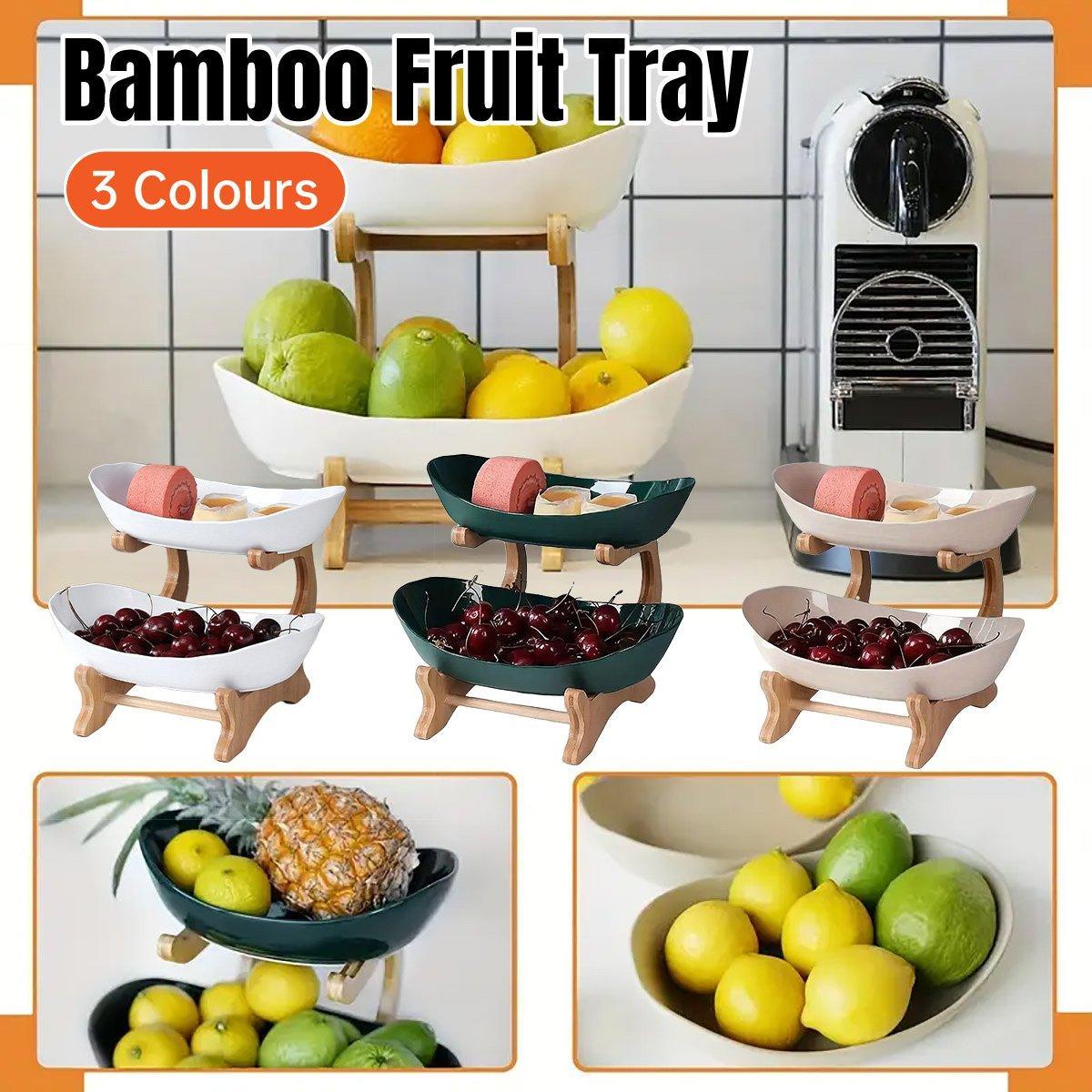 Modern Multi-layer Bamboo Fruit Snack Plate Rack Creative Living Room Plate Rack - White
