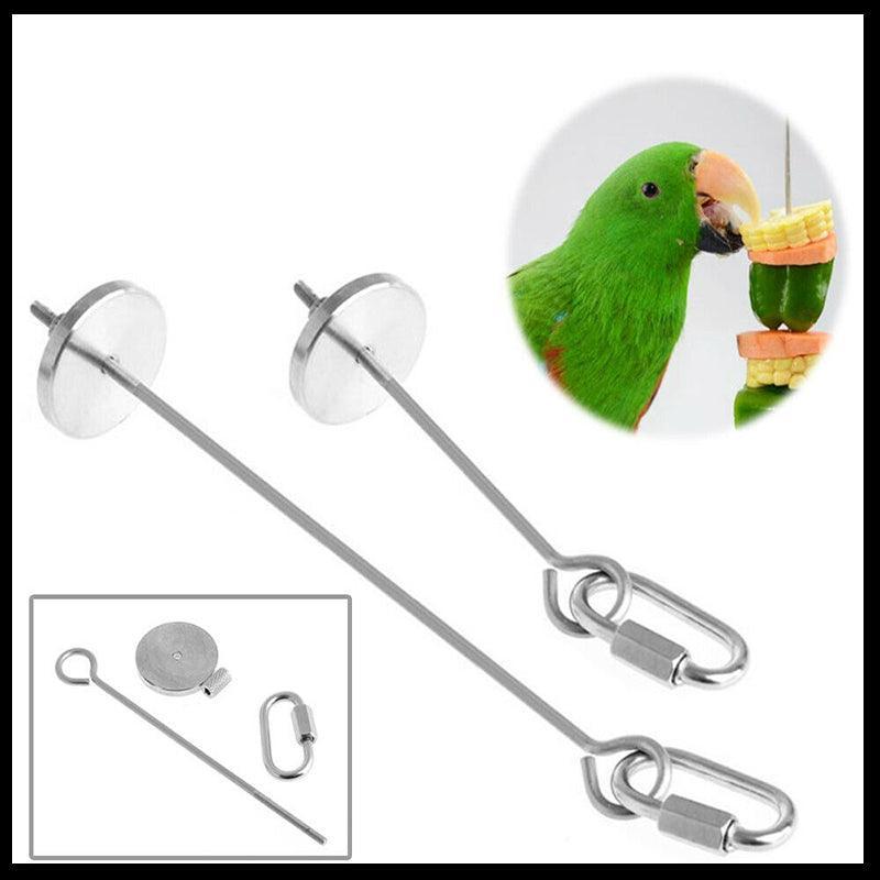 Pet Stainless Steel Bird Parrot Cage Skewer Food Meat Stick Spear Fruit Holder - 12CM 3