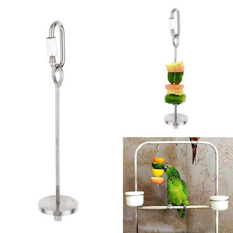 Pet Stainless Steel Bird Parrot Cage Skewer Food Meat Stick Spear Fruit Holder - 12CM 5