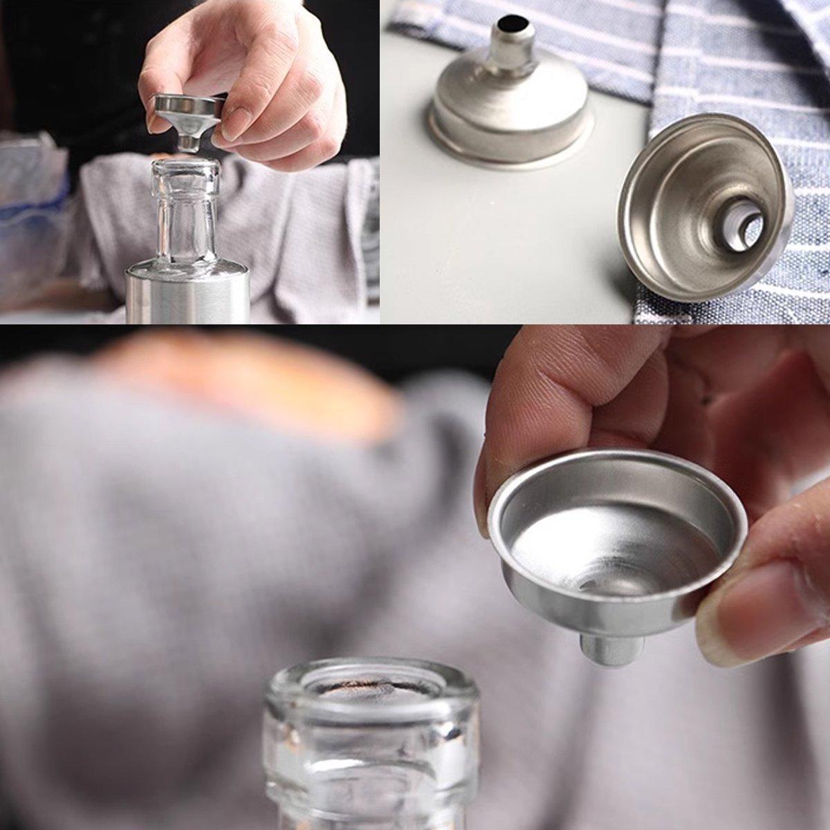 10 PCS Stainless Steel Small Funnel Set for Hip Flasks Camping Kitchen Use 5