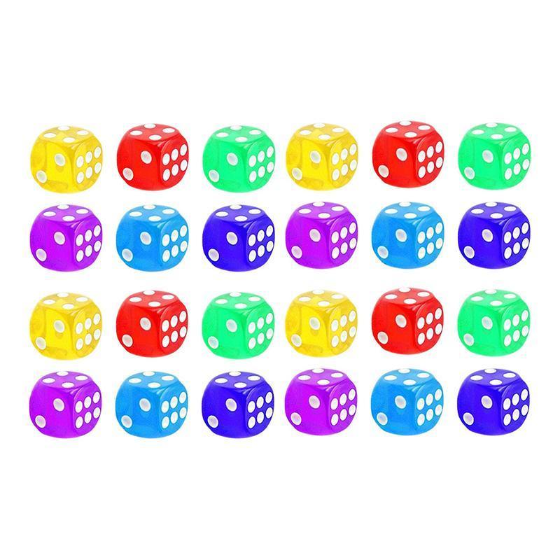 12-48PCS 6 Sided Games Dice Transparent Coloured Game Play Toy Bulk Board Game - 12PCS 7